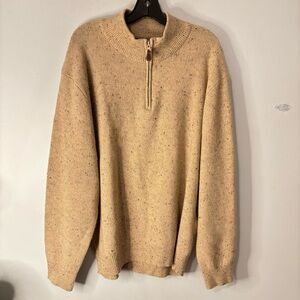 Jos. A. Bank Lambswool Fisherman Sweater Mens XL Oat Quarter-Zip Knit Pullover